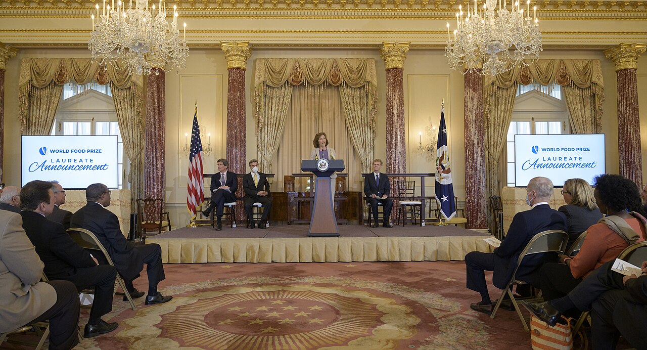 World Food Prize President, Barbara Stinson gives remarks during an event at the U.S Department of State where it was announced that Cynthia Rosenzweig, a senior research scientist