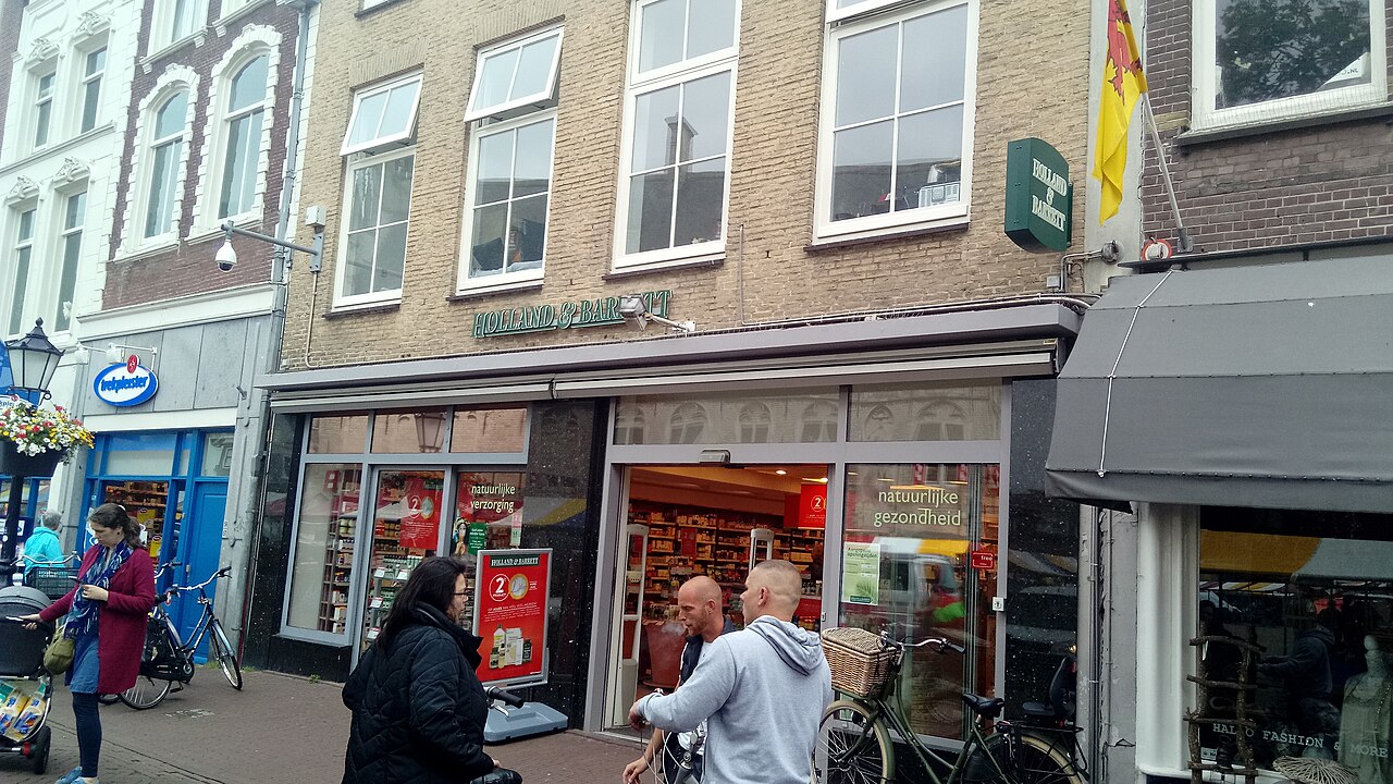 A small local Holland Barrett-branded store in the city of Gouda, South Holland.