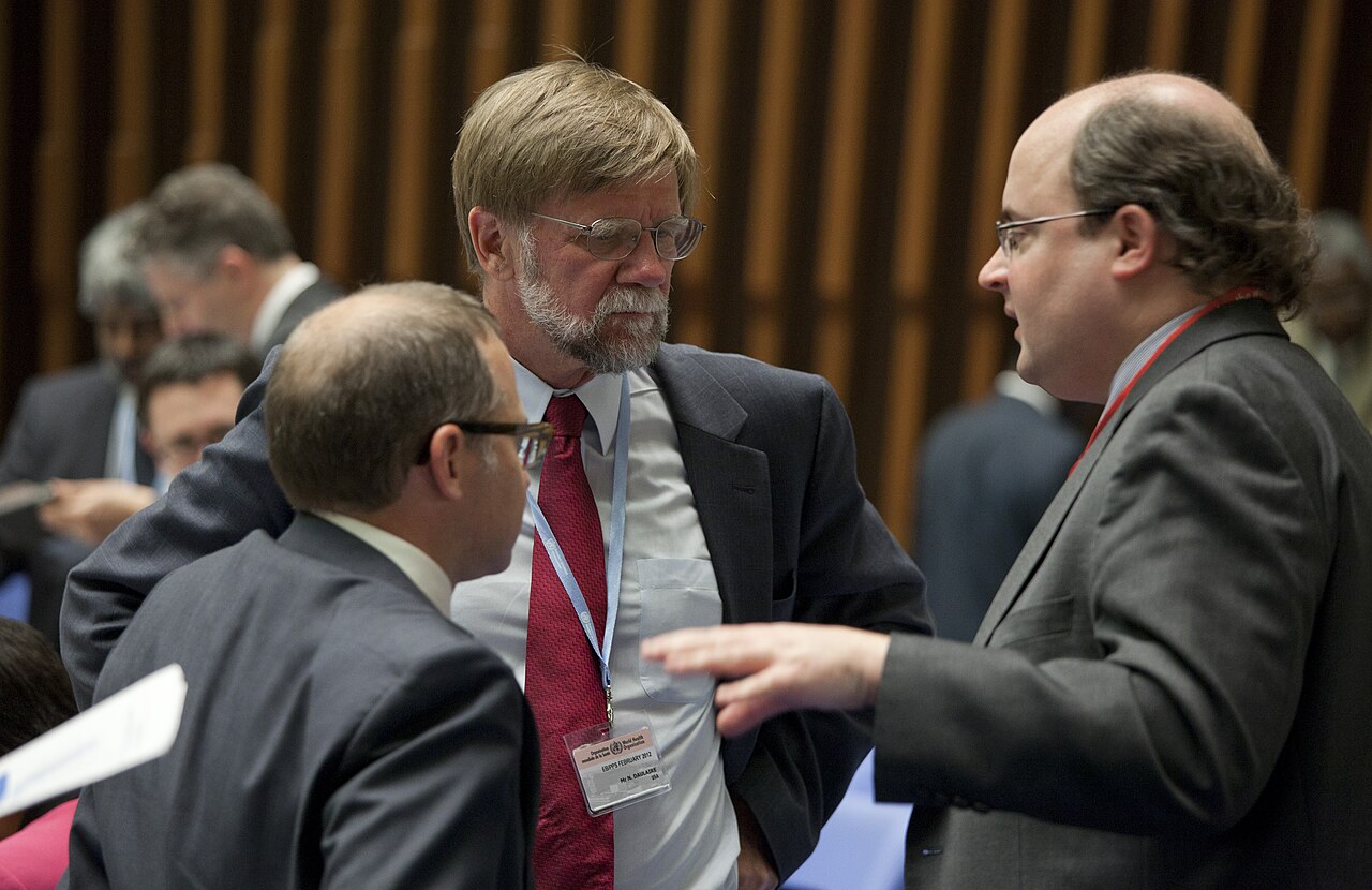 Speaking on the sidelines of the Meeting of Member States on WHO Reform are U.S. delegation members: Dr. Nils Daulaire, Director of the Office of Global Affairs, Department of Heal